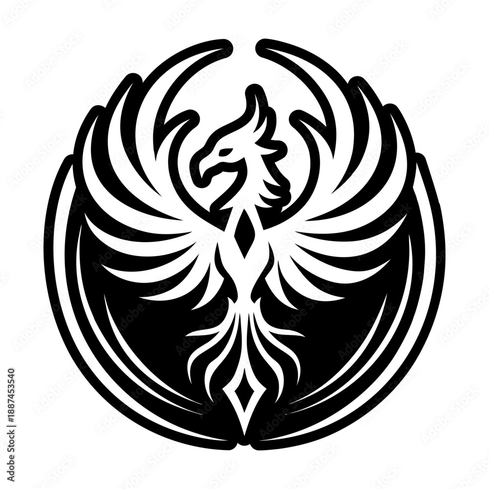 Fototapeta premium Glyph Style Phoenix Bird Icon