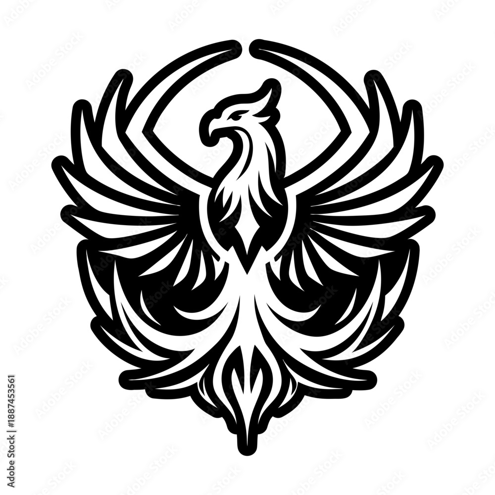Obraz premium Glyph Style Phoenix Bird Icon