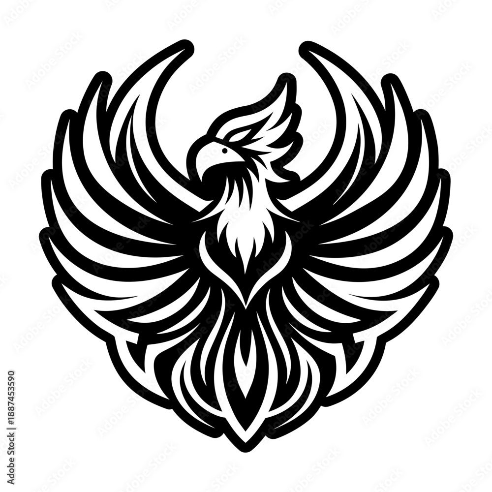 Obraz premium Glyph Style Phoenix Bird Icon