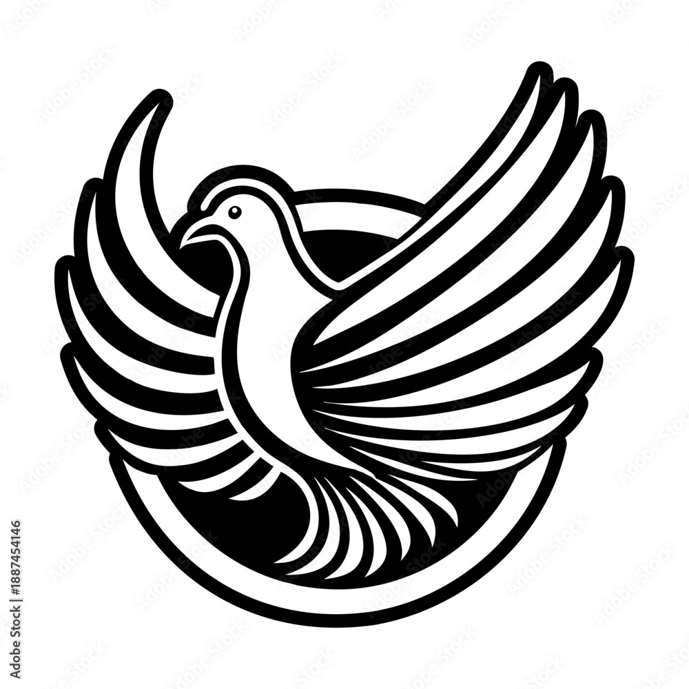 Obraz premium Glyph Style Pigeon Bird Logos 