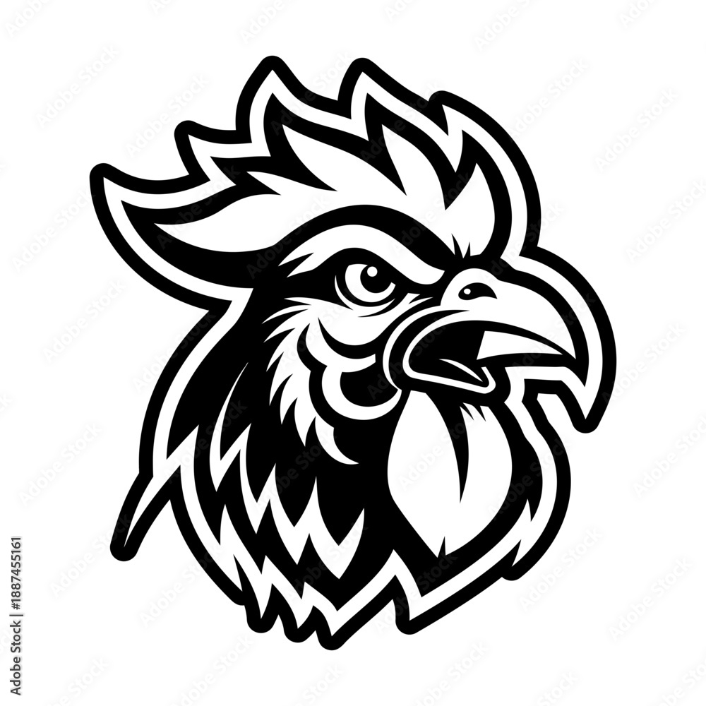 Fototapeta premium Glyph Style Rooster Bird Symbol