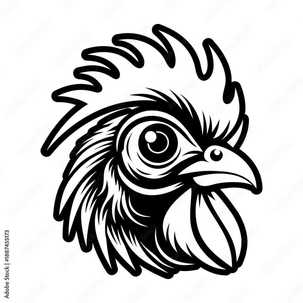Fototapeta premium Glyph Style Rooster Bird Symbol