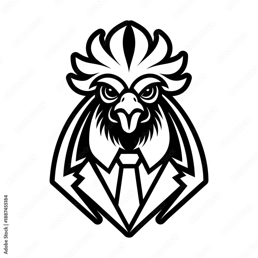 Obraz premium Glyph Style Rooster Bird Symbol