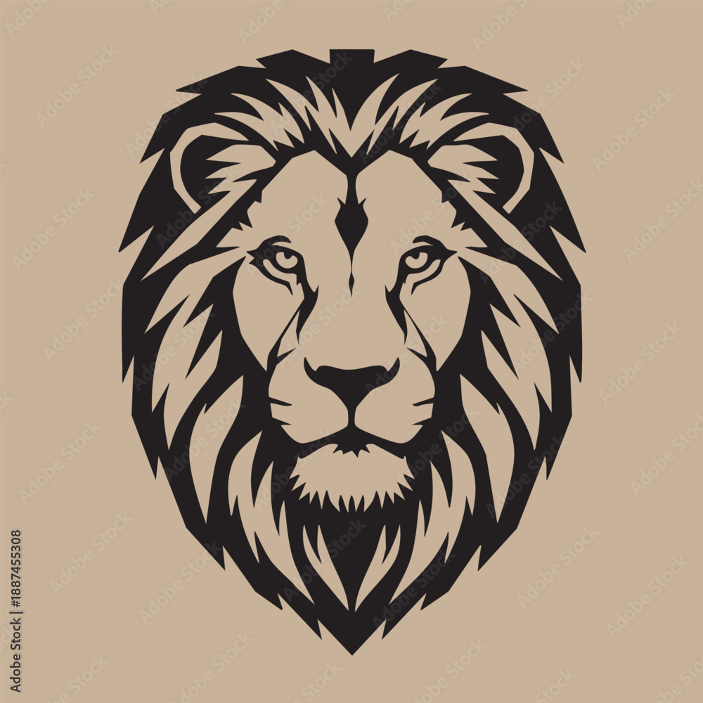 Obraz premium Lion Head Face Logo Vector Illustration Design