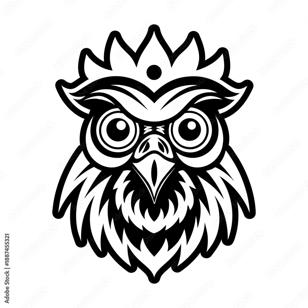 Obraz premium Glyph Style Rooster Bird Logos 