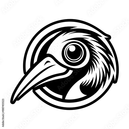 Glyph Style Stork Bird Logos