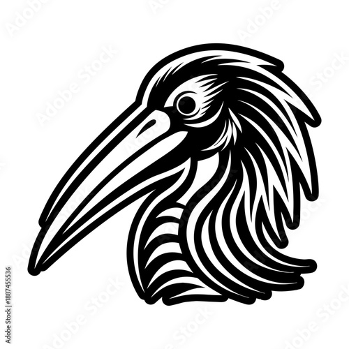 Glyph Style Stork Bird Logos