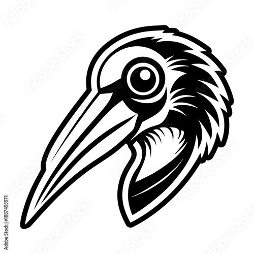 Glyph Style Stork Bird Logos