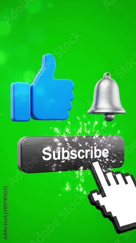 Wallpaper Mural Green Screen animation of a like subscribe and notification for youtube channel with sound scene 3 distortion, overlay, glitch, static noise, scan lines on black background, 4k animated video loop Torontodigital.ca