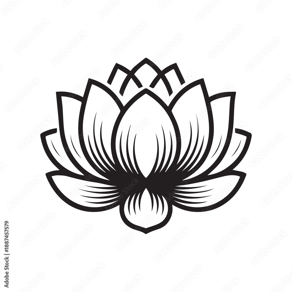 Fototapeta premium Lotus Flower Vector Icon Illustration for Wellness and Spa Logo Design