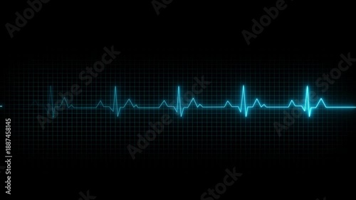 Bright heart rhythm background 4K heartbeat monitor EKG line monitor shows heartbeat ,EKG machine at veterinary clinic during surgery, heartbeat on screen, Motion graphics of heartbeat concept