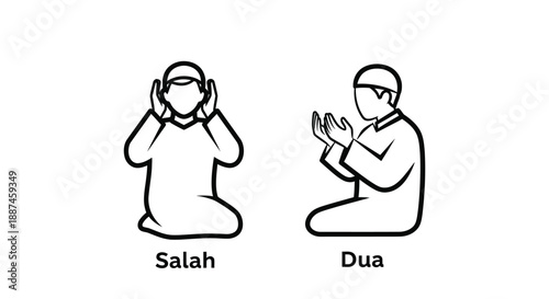 Two figures in prayer positions a distinct black and white silhouette