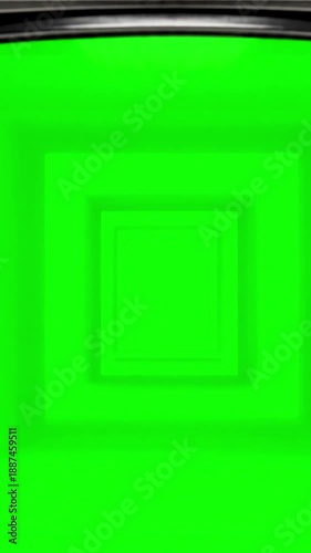 Seamless Zoom Effect with vintage tv television green screen zooming into of an old style 4k distortion, overlay, glitch, static noise, scan lines on black background, animated video loop