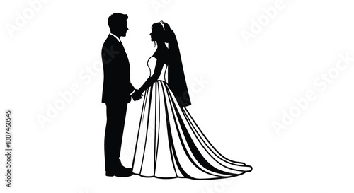 An elegant silhouette depicts a couple embracing during a wedding showcasing a tender moment of connection and love