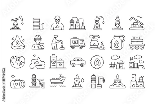 Energy Infrastructure Line Icons for Business Dashboards