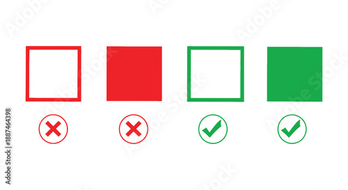 Checklist selection showing incorrect red crosses and correct green checkmarks for voting