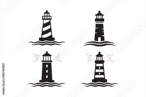 Coastal Lighthouse Symbols for Marine and Ocean Navigation