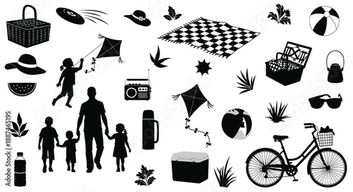 Family outing with picnic and leisure activities