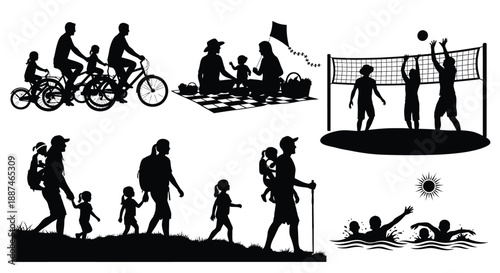 Family enjoying outdoor activities together on a sunny day