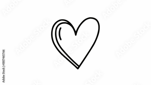 Simple hand drawn heart symbol isolated on white background.