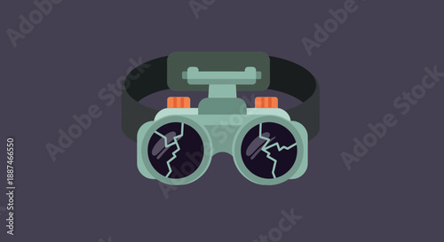 Binoculars with strap and lenses detail.
