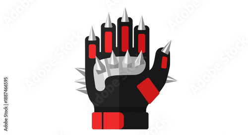 Black Glove with Spikes and Red Accents.