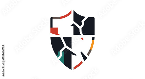 Broken Shield Logo Design Element.
