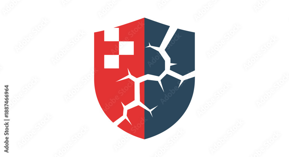 Obraz premium Cracked Shield Logo Design Element.
