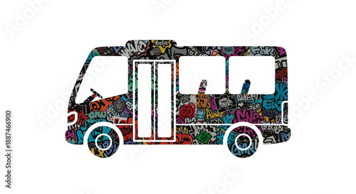 Colorful Illustration of a Bus Vehicle.