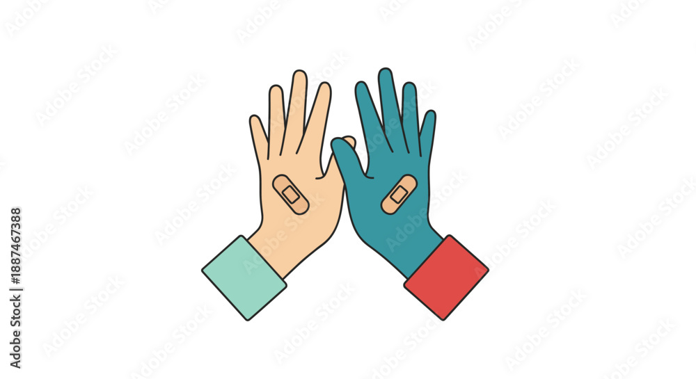 Obraz premium Two Hands Holding Pills Together.