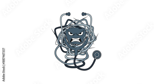 Stethoscope Coiled Around Metal Heart Shape.