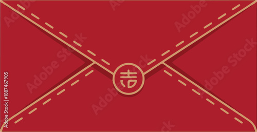Red envelope or Hong Bao with gold seal for Chinese New Year money gift vector illustration.