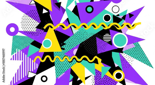 Retro Memphis geometric pattern abstract background