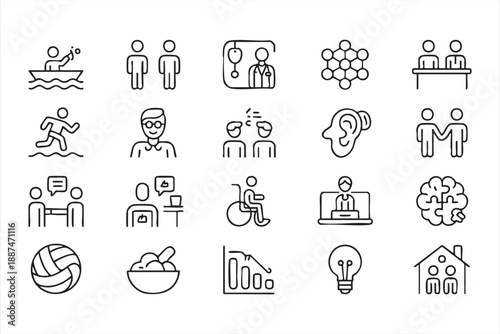 Social And Health Icons For Human Interaction UI Design