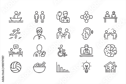 Healthcare And Social Interaction Icons For App Dashboards