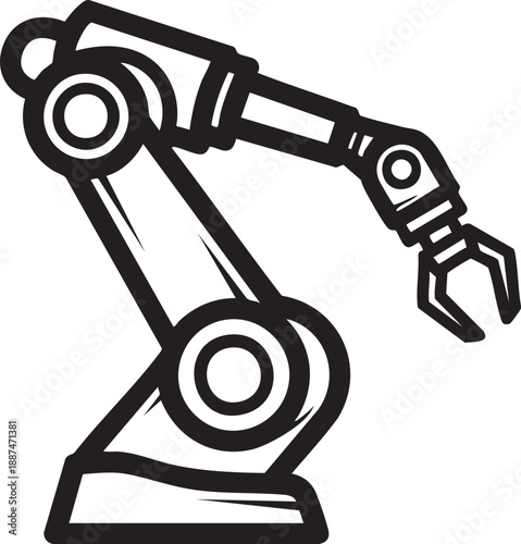 Industrial robotic arm illustration isolated on white background