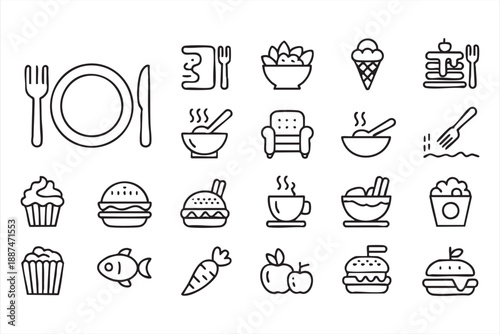 Food And Restaurant Icons For Menu And Dining UI Design