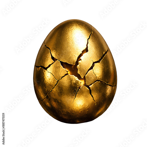 Golden Egg Cracked with Radiant Inner Light Glow