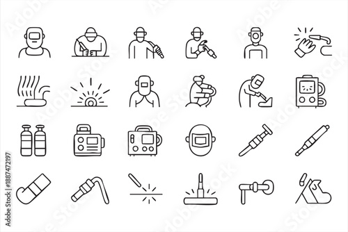 Industrial Welder Tools And Protection Symbols