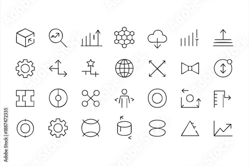 Data Analytics And Visualization Icons For UI Systems