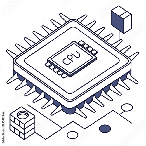 Electronic microchip, cpu icon. Microchip processor icon comparison graphic Vector