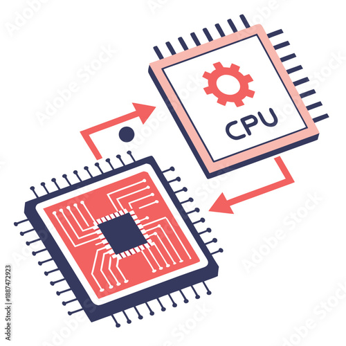 Electronic microchip, cpu icon. Microchip processor icon comparison graphic Vector
