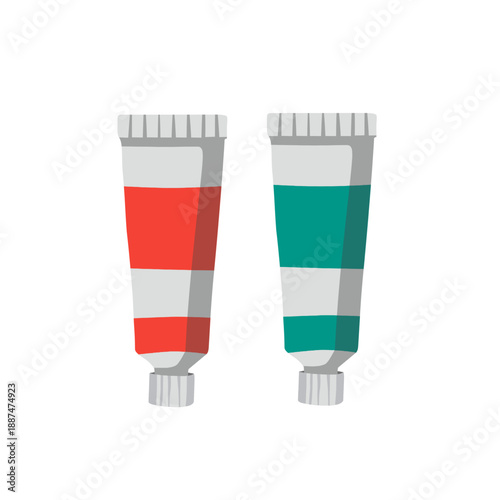 Paint Tubes in Flat Cartoon Style for Creative Art Design