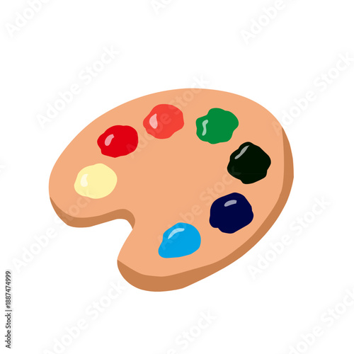 Paint Palette in Flat Cartoon Style for Art Painting Design