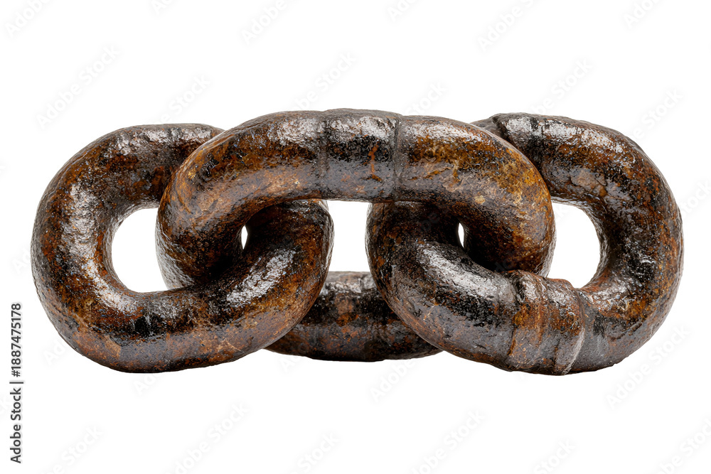 Fototapeta premium Rusty metal chain links isolated on transparent background