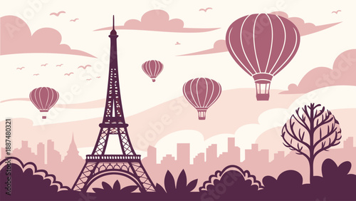 Heart-Shaped Hot Air Balloons Over Paris