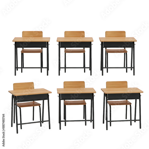 Wallpaper Mural Six stacked school desks isolated on transparent background Torontodigital.ca