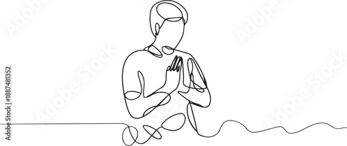 Minimalist Person in Prayer Pose Illustration