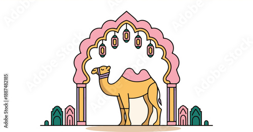 Desert Camel Minimalist Illustration