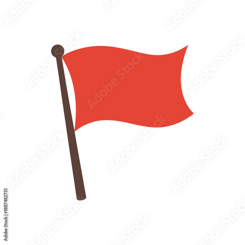 Red flag icon on wooden pole simple flat vector illustration for warning or goal achievement symbol isolated on transparent layer